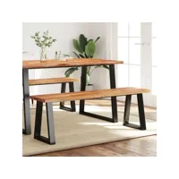 banc banquette design, banc de salle à manger, banc de cuisine avec bord vivant 140 cm bois d'acacia massif meuble pro frco98026