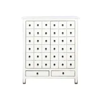 buffet, meuble de rangement en bois d'orme coloris blanc  - longueur 102 x profondeur 42 x hauteur 120 cm