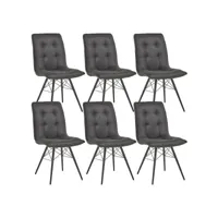 nadia - lot de 6 chaises capitonnées anthracite