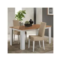 table de repas rectangulaire laqué blanc brillant-bois - avellino - l 160 x l 90 x h 75 cm