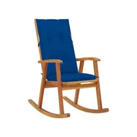 chaise à bascule fauteuil à bascule  fauteuil de relaxation avec coussins bois d'acacia massif meuble pro frco12292