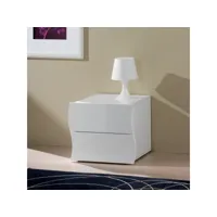 table de chevet commode 2 tiroirs chambre blanc brillant onda smart