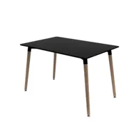 table rectangulaire 140 cm bnoir brillant et pieds bois naturel welly