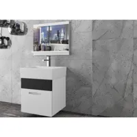 latija - ensemble de salle de bain -3 pcs - meuble à suspendre - vasque en porcelaine - noir