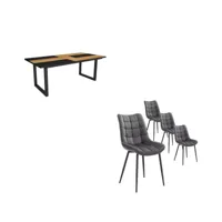 ensemble meubles table manger 200 chêne et noir style industriel lot de 4 chaises de salle à manger chaise tapissée