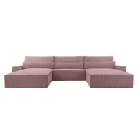 canapé d'angle moderne, u canapé en forme canapé-lit avec porte-couverture, canapé-lit avec fonction de couchage - denver u  poso 27 (violet)