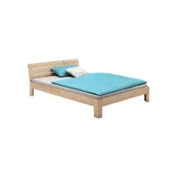 lit double pour adulte thomas avec tête de lit, couchage 140 x 200 cm 2 places/2 personnes, en pin massif vernis naturel