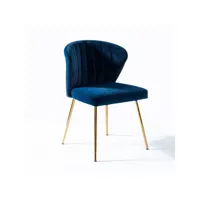 chaise de salle à manger en velours scandinave chaise moderne pour la cuisine avec pieds en métal, bleu