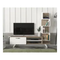 ensemble meuble tv et bibliothèque ceren blanc cordoba 150 cm azura-42315