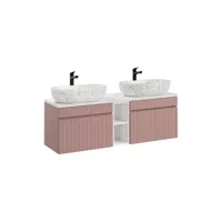 meubles vasques à poser + 1 élément - 140 cm - emblematic rose