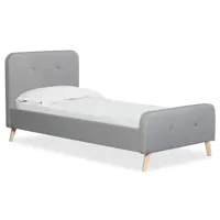 lit scandinave avec tête de lit et sommier 90x190cm delano tissu gris