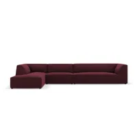 canapé d'angle gauche modulable ruby, 5 places, bordeaux, imitation cuir