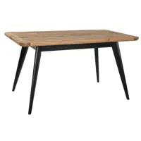 table à manger, table repas en bois recyclé avec pieds en métal noir - longueur 140 x profondeur 80 x hauteur 75 cm