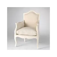 fauteuil apolline blanc, tissu et acajou