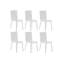 lot de 6 chaises de cuisine en bois blanc et métal cds10262