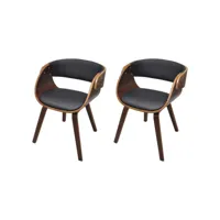 chaises de salle à manger 2pcs marron bois courbé et similicuir 270043