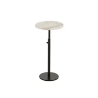 table gigogne ronde ajustable marbre/metal blanc/noir 11151