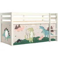 lit mezzanine 90x200 cm avec tente dinosaure pin massif blanc pino picohszg14516