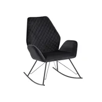 finebuy chaise à bascule noir moderne 73x94x84 cm velours et métal  fauteuil de relaxation adulte et enfant  fauteuil chaise berçante