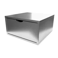 cube de rangement bois 50x50 cm + tiroir  gris aluminium cube50t-ga