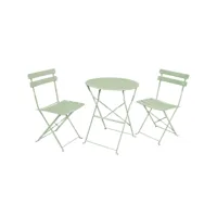 ensemble de meubles orion pour balcon : table ronde & 2 chaises en vert frais