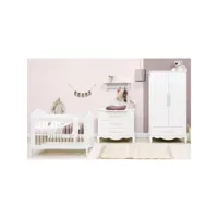 chambre complète lit bébé évolutif commode à langer et armoire 2 portes elena blanc