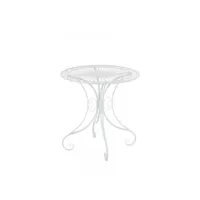 table de jardin en fer forgé diamètre ø 70 cm blanc mdj10049