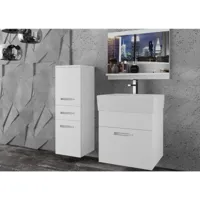 ulla - ensemble de salle de bain - 4 pcs - meubles à suspendre - vasque en porcelaine - blanc