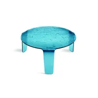 table basse ronde nori en verre bleu 80x82 cm