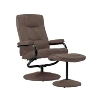 fauteuil tv avec repose-pied  fauteuil de relaxation marron similicuir daim meuble pro frco56639