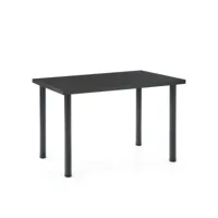 table 120x60 cm avec plateau gris anthracite et pieds ronds noirs en métal rigel 189