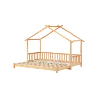 lit cabane lit d'enfant lit cabane extensible lit maison naturel lit simple 200x90 cm