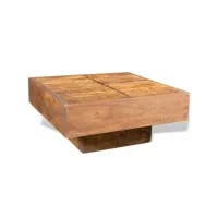 table basse carrée marron bois massif de manguier