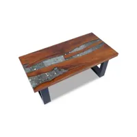 table basse table de salon  bout de canapé teck résine 100 x 50 cm meuble pro frco33477
