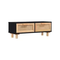 table de salon noir 80x40x30 cm bois d'ingénierie et pin massif