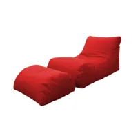 chaise longue de salon moderne, made in italy, fauteuil avec repose-pieds en nylon, pouf rembourré pour chambre, 120x80h60 cm, couleur rouge 8052773611244
