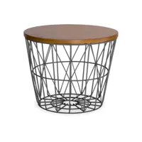 table d'appoint ronde - design industriel - bois et métal - basker gris foncé