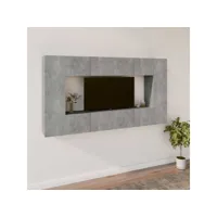 8 pcs ensemble de meubles tv - armoire télévision moderne  banc tv gris béton bois d'ingénierie -neww35243