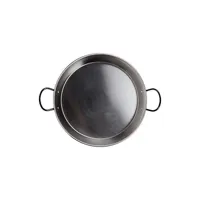 la valenciana poêle à paella en acier poli compatible plaque à induction poignées en céramique noir 30 cm