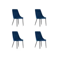 imolet - lot de 4 chaises en velours salon/salle à manger/bureau - 93.5x61x48.5 cm - chaise de salle à manger - bleu