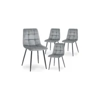 riana - lot de 4 chaises en velours gris riana-4-gri-vel