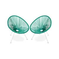 pack fauteuil acapulco - piétement blanc x2 - nouvelle édition vert pastel