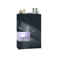 vitrine noir mat et brillant insertion chêne nordic  (l-h-p) : 91,5 - 136,5 - 37 cm + led blanc