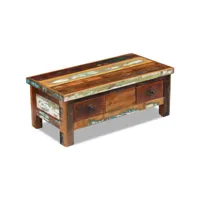 table basse，table d'appoint，table de salon à tiroirs 90 x 45 x 35 cm bois de récupération cnwi25234