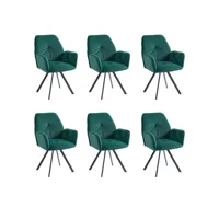 lot de 6 chaises salle à manger pivotant sur 360° fauteuil en velours, vert, 60x62x87.5cm