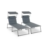 blumfeldt amalfi set transat 2 chaises longues rembourrées tubes d'acier - gris pl-amalfigrey-set