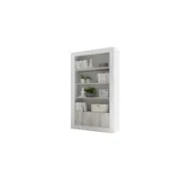 bibliothèque 4 étagères blanc-pin blanc - lubio - l 110 x l 42 x h 191 cm - neuf