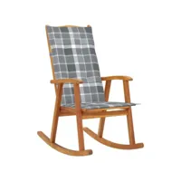 chaise à bascule fauteuil à bascule  fauteuil de relaxation avec coussins bois d'acacia massif meuble pro frco12599