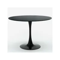 table de salle à manger noire style tulipe moderne ronde 120cm rhodon+