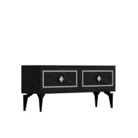 meuble tv design miri l120cm noir et motif losanges argent